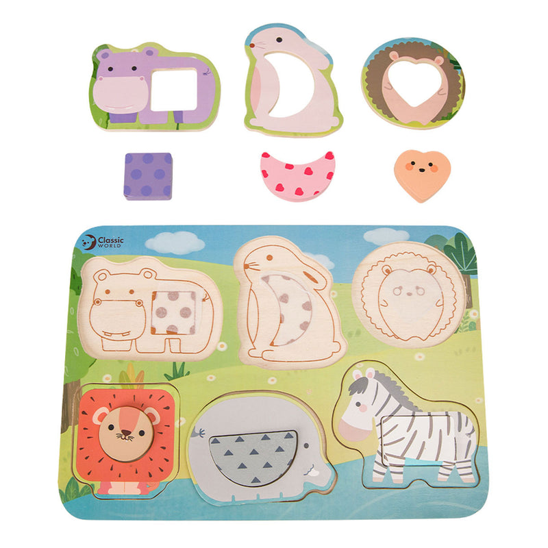 Load image into Gallery viewer, Classic world houten puzzel wilde dieren, 13st.