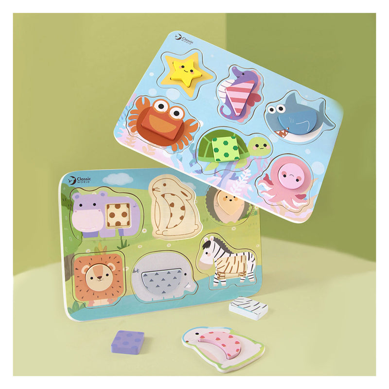 Load image into Gallery viewer, Classic world houten puzzel oceaan dieren, 13st.