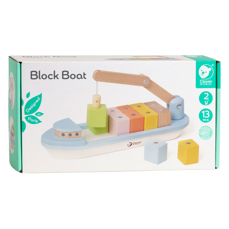 Afbeelding laden in galerijviewer, Classic world houten blokkenboot - speelgoedvoertuig