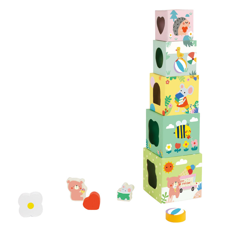 Load image into Gallery viewer, Classic world stapelblokken met bosdieren, 10dlg.