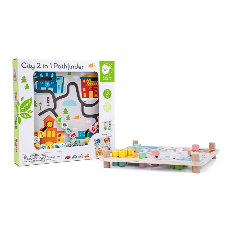 Load image into Gallery viewer, Classic world houten bord sorteerspel 2in1 stad en afval scheiden