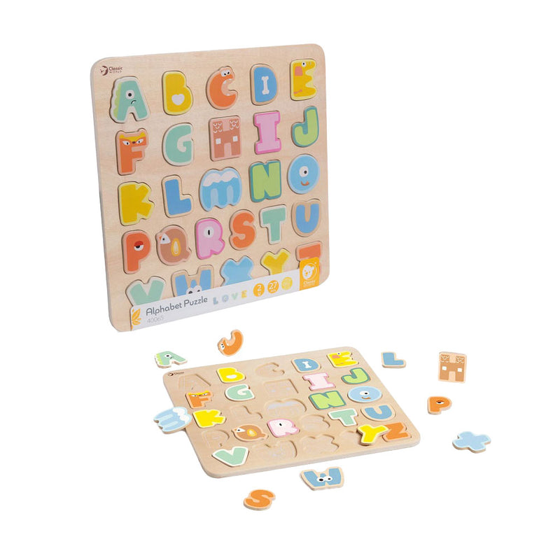 Chargez l'image dans la visionneuse de la galerie, Classic world houten alfabet puzzel educatief speelgoed 27 stukjes.