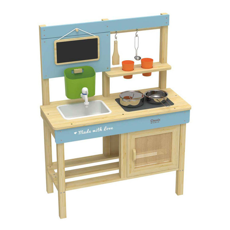 Afbeelding laden in galerijviewer, Classic world houten buitenkeuken speelkeuken met accessoires 7-delig.