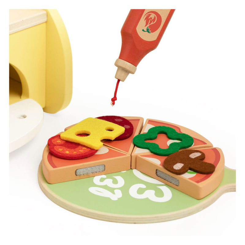 ギャラリービューアに画像をロードする, Classic world houten speelgoed pizzaoven speelset met accessoires.