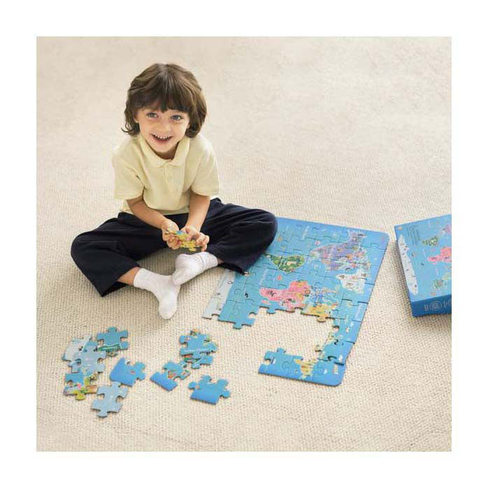 Afbeelding laden in galerijviewer, Classic world houten puzzel wereldkaart educatief speelgoed 48 stukjes.