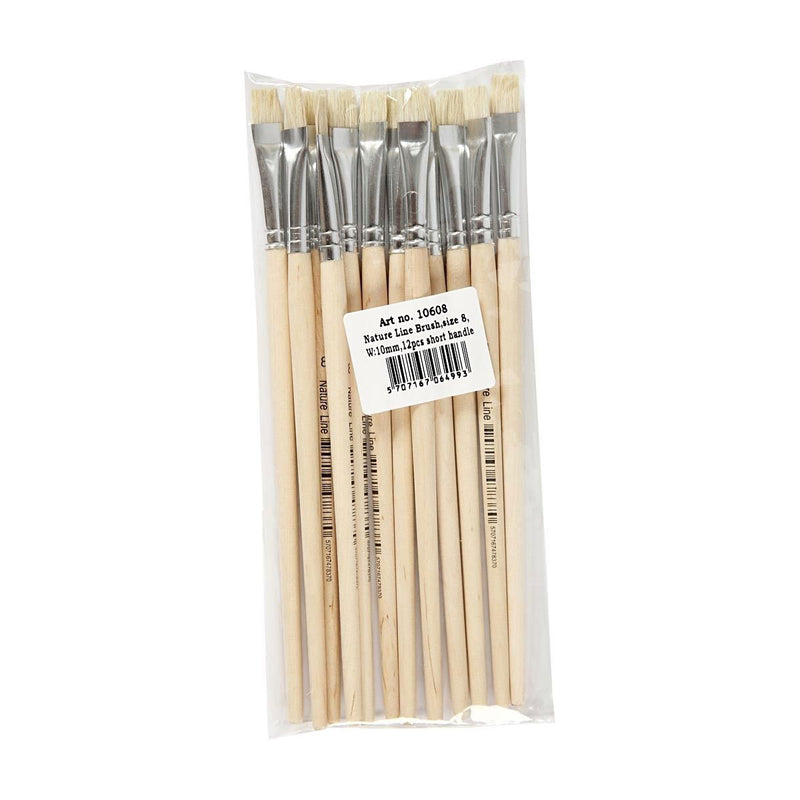 Load image into Gallery viewer, Creativ company nature line kwasten, afm 8, l: 18,5 cm, b: 10 mm, plat, 12 stuk 1 doos