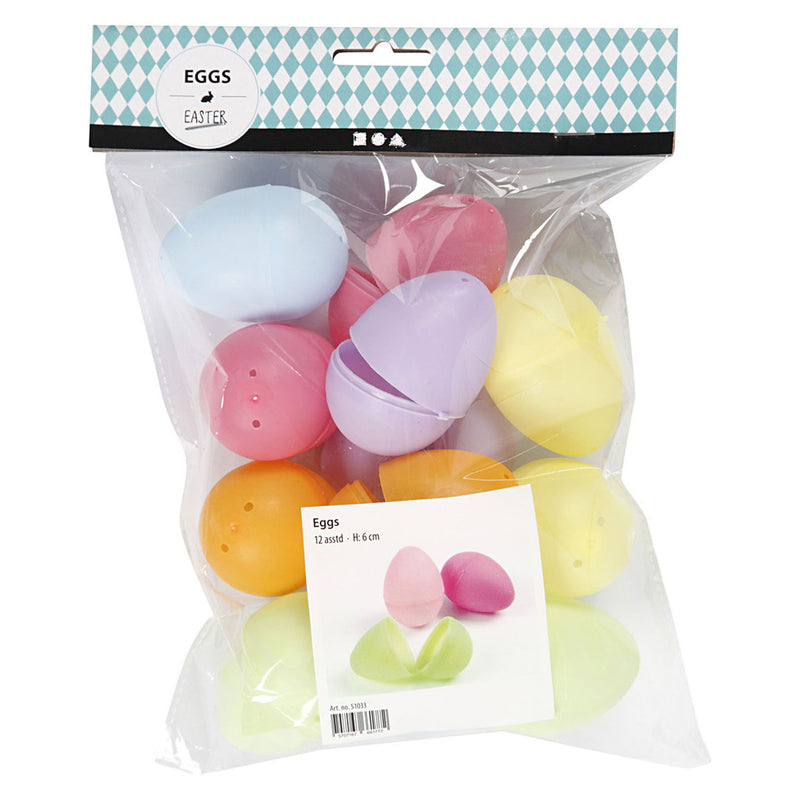 Load image into Gallery viewer, Creativ company plastic eieren gekleurd, 12st. 6cm