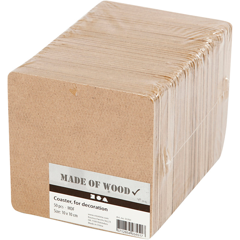 Afbeelding laden in galerijviewer, Creativ company onderzetters mdf 10x10cm, 50st.