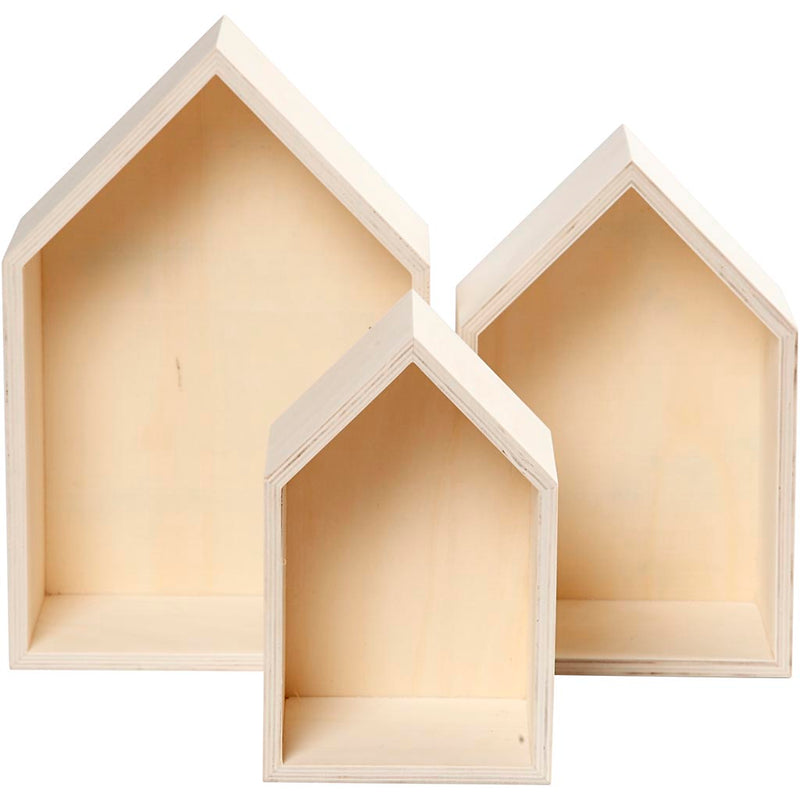 Afbeelding laden in galerijviewer, Creativ company houten huisjes met ophanghaak, 3st.