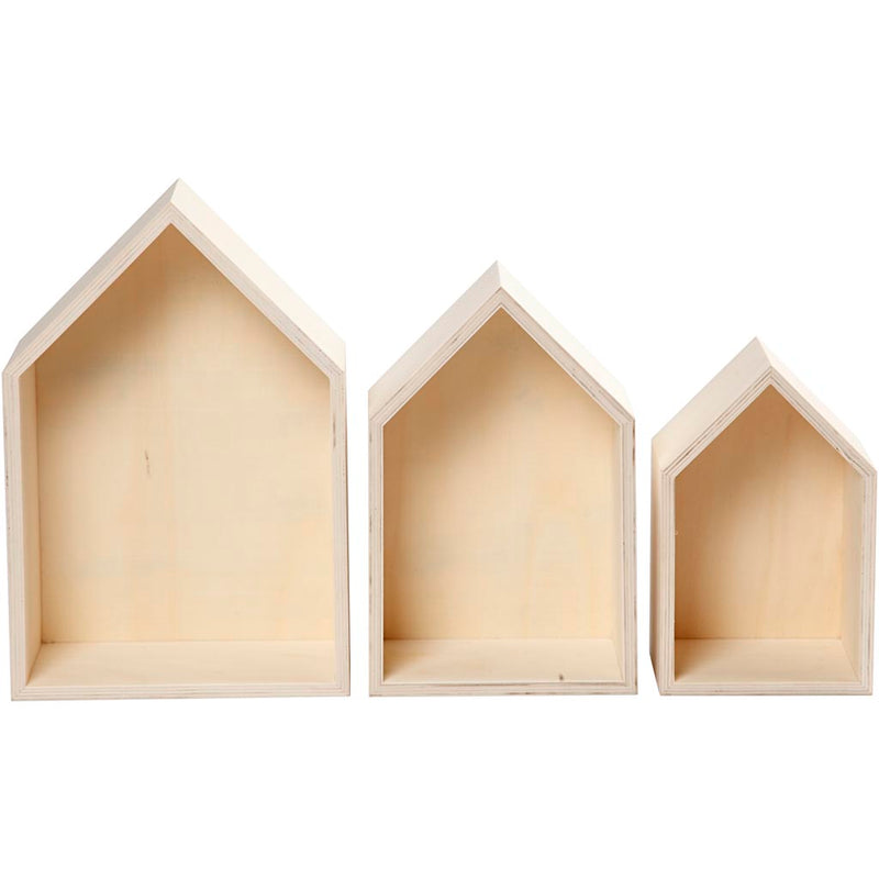 Afbeelding laden in galerijviewer, Creativ company houten huisjes met ophanghaak, 3st.
