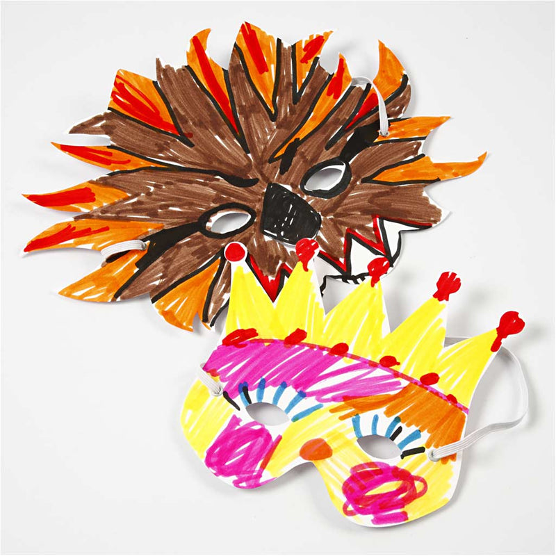 Afbeelding laden in galerijviewer, Creativ company http: www.cchobby.nl fantasiemaskers-inclusief-elastiek-h-15-20-cm-230-gr-wit-5-stuk-1-doos