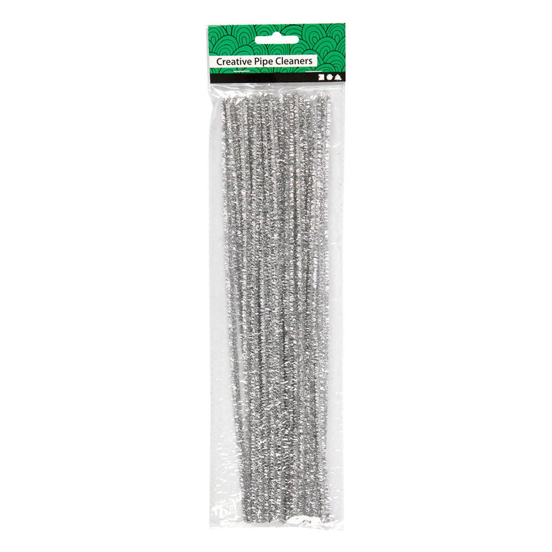 Load image into Gallery viewer, Creativ company chenille zilver 30cm, 24st.
