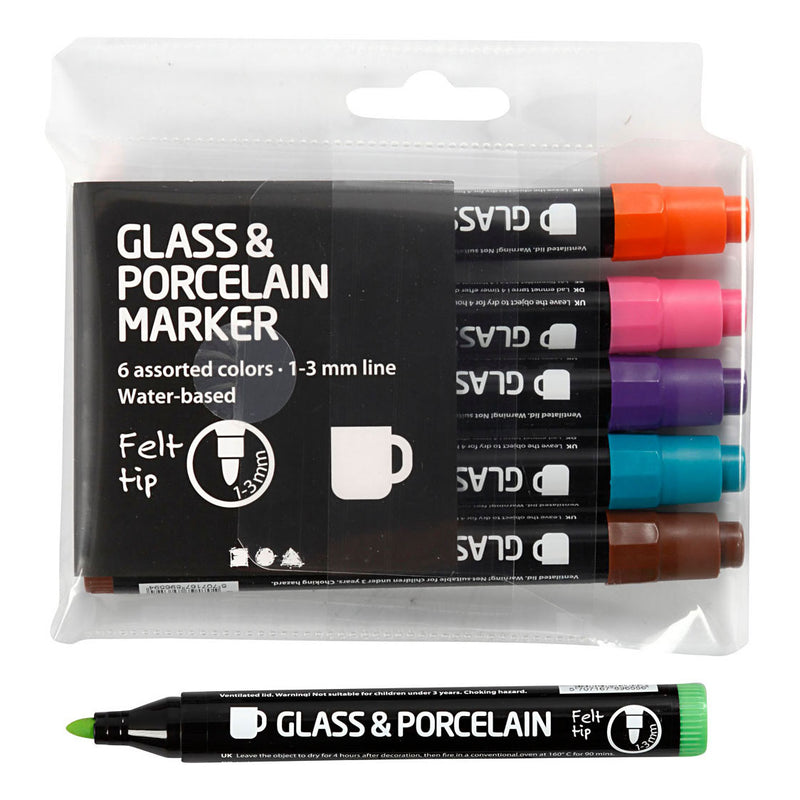 Afbeelding laden in galerijviewer, Creativ company glas- en porseleinstiften extra kleuren, 6st.