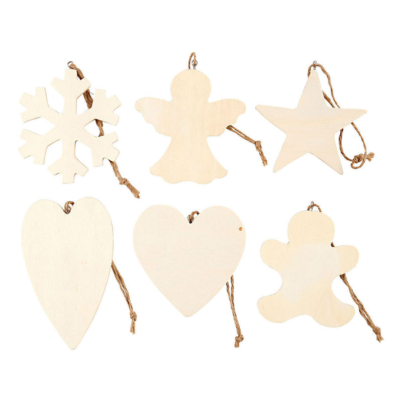 Afbeelding laden in galerijviewer, Creativ company houten ornamenten kerst thema divers, 90st.