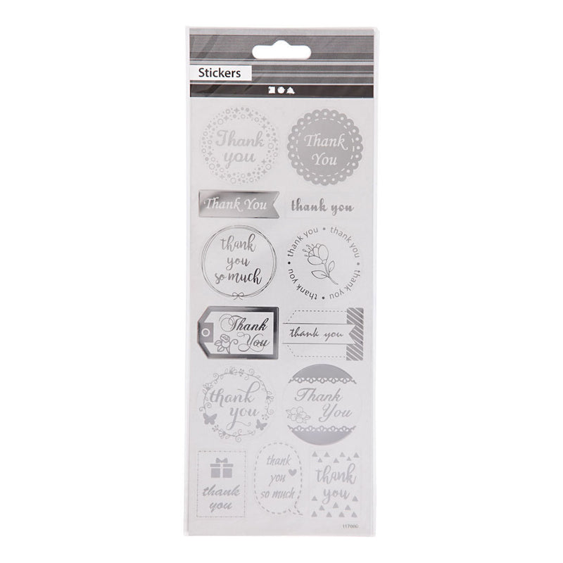 Afbeelding laden in galerijviewer, Creativ company stickers zilver thank you, 1 vel