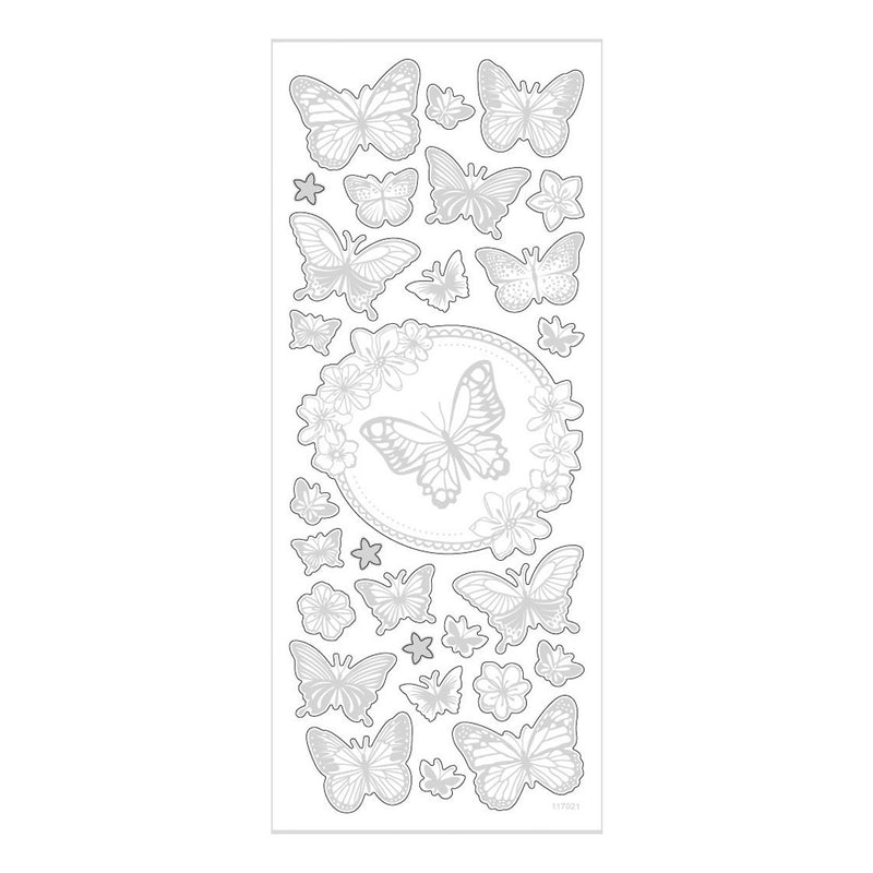 Load image into Gallery viewer, Creativ company stickers zilver vlinders, 1 vel