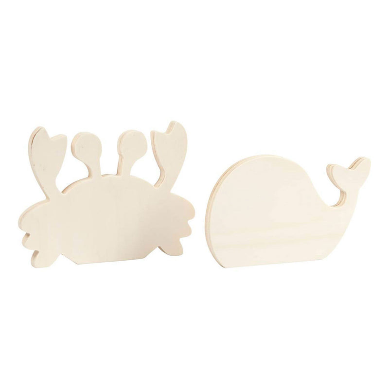 Load image into Gallery viewer, Creativ company houten zeedieren krab en walvis, 2st.