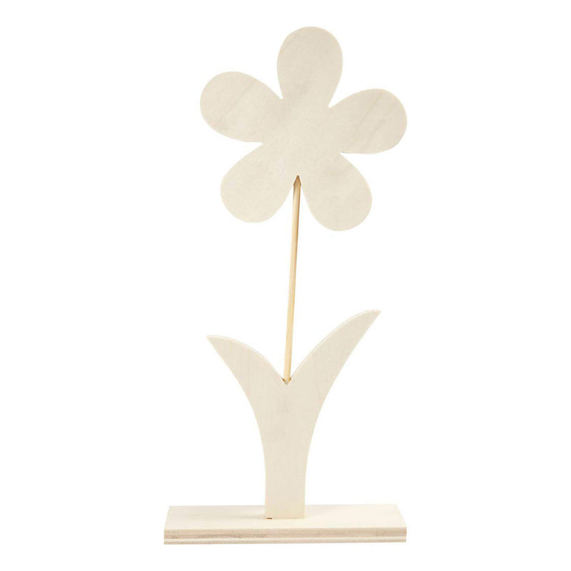 Afbeelding laden in galerijviewer, Creativ company houten bloem met voet, 26cm