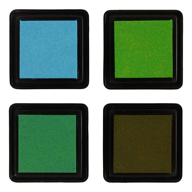 Afbeelding laden in galerijviewer, Creativ company stempelinkt, groen, lichtgroen, olijf, aqua, h: 2 cm, afm 3,5x3,5 cm, 4 stuk 1 doos
