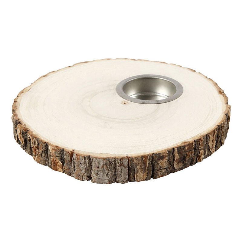 Afbeelding laden in galerijviewer, Creativ company houten schijf waxinelicht houder 14-16cm