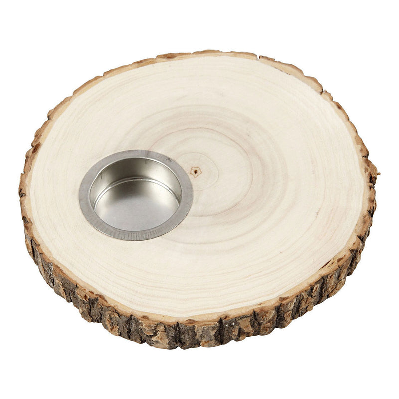 Afbeelding laden in galerijviewer, Creativ company houten schijf waxinelicht houder 14-16cm