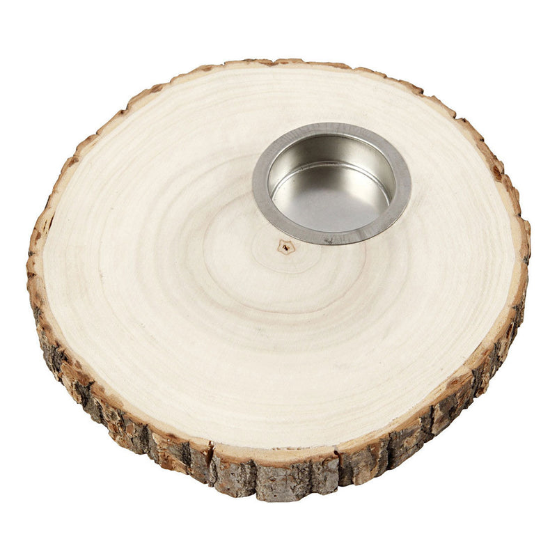 Afbeelding laden in galerijviewer, Creativ company houten schijf waxinelicht houder 14-16cm