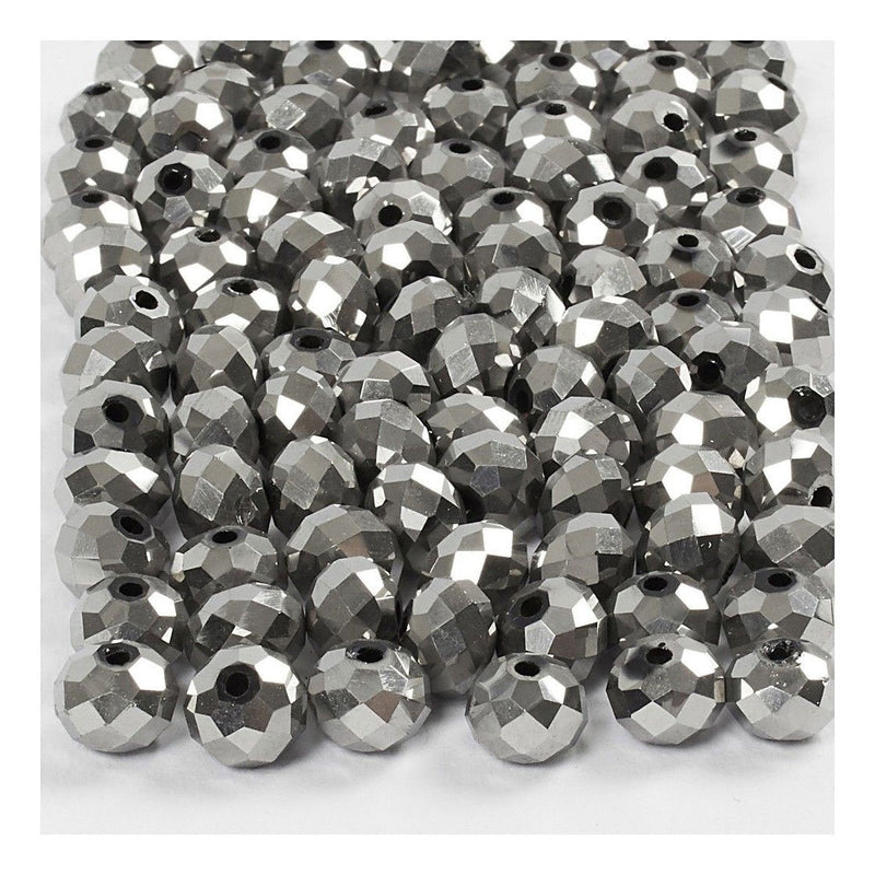 Load image into Gallery viewer, Creativ company facet kralen metallic grijs, 100st.