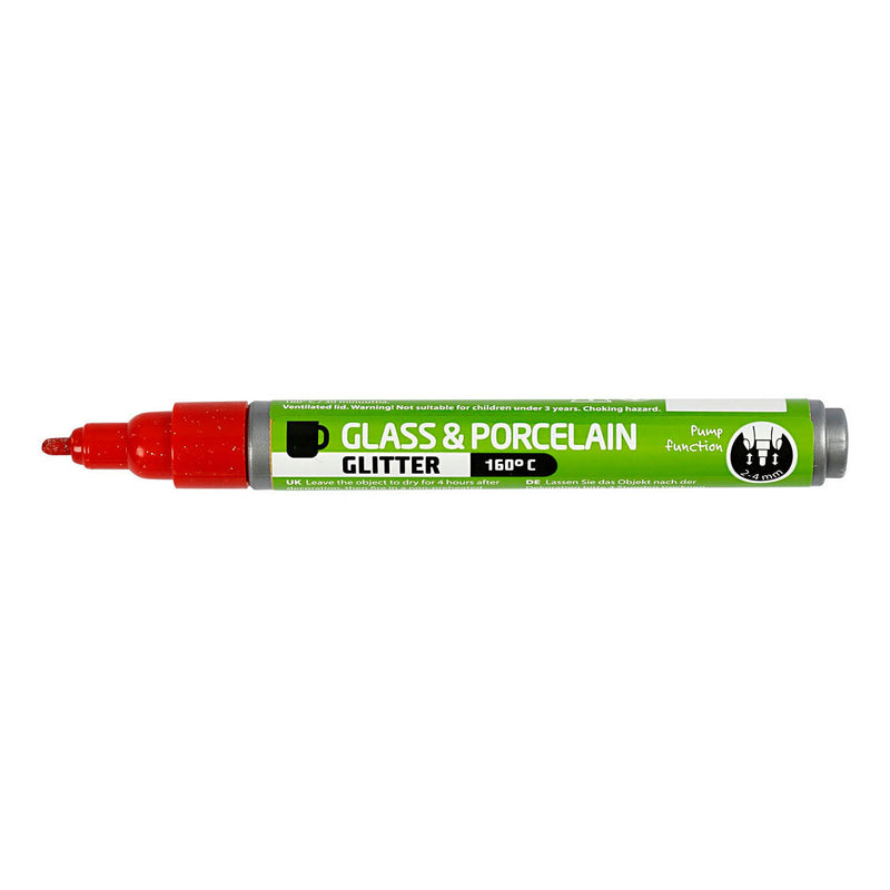 Load image into Gallery viewer, Creativ company glas- en porseleinstift glitter semi-dekkend - rood