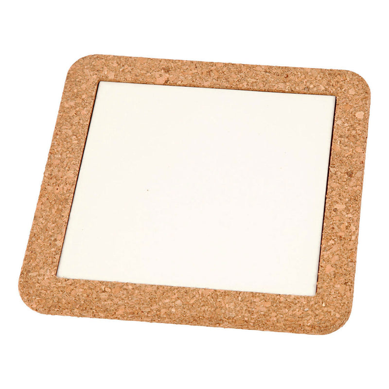 Afbeelding laden in galerijviewer, Creativ company https: www.cchobby.nl onderzetter-met-lijst-van-kurk-afm-15-5x15-5x1-cm-wit-2-stuk-1-doos