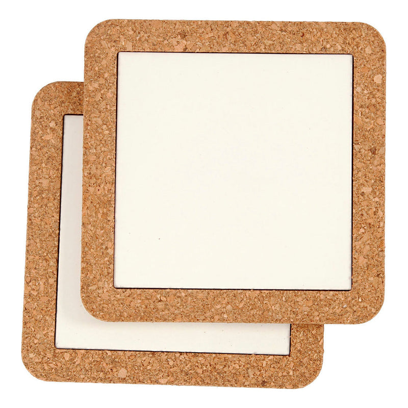 Afbeelding laden in galerijviewer, Creativ company https: www.cchobby.nl onderzetter-met-lijst-van-kurk-afm-15-5x15-5x1-cm-wit-2-stuk-1-doos