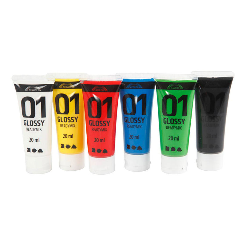 Load image into Gallery viewer, Creativ company acrylverf voor kidneren glossy standaardkleuren, 6x20ml