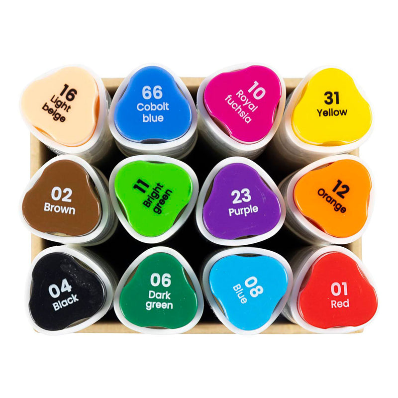 Afbeelding laden in galerijviewer, Creativ company tekenstift standaard kleuren, 12st. dubbelzijdig