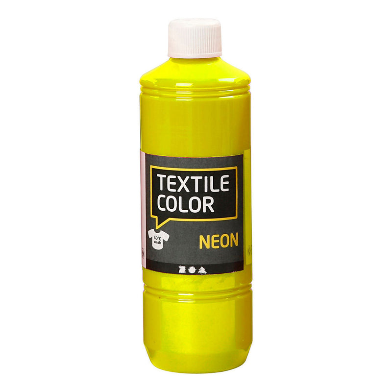 Afbeelding laden in galerijviewer, Creativ company textile color semi-dekkende textielverf - neon geel, 500ml