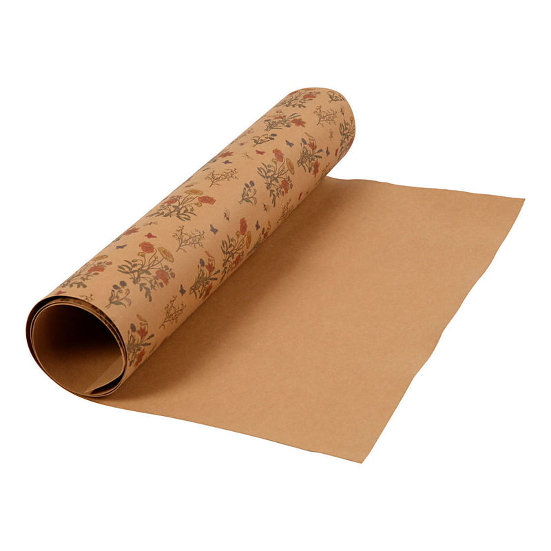 Load image into Gallery viewer, Creativ company faux leather papier bruin met bloemenprint, 1m