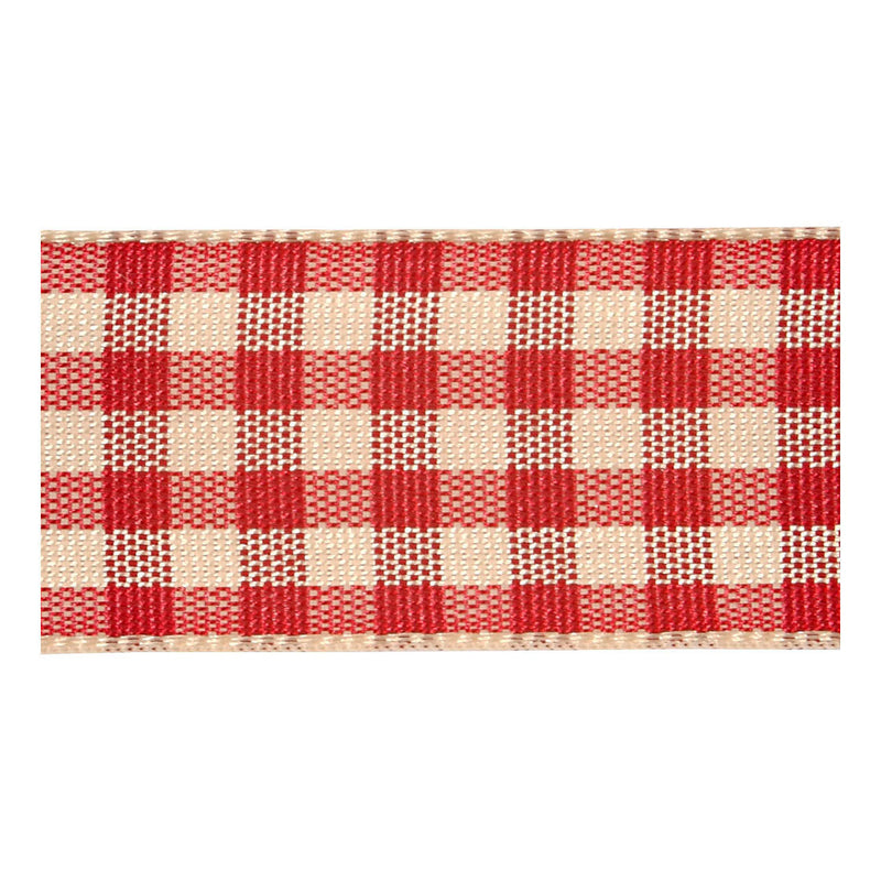 Afbeelding laden in galerijviewer, Creativ company geruit lint antiek rood wit, 25m