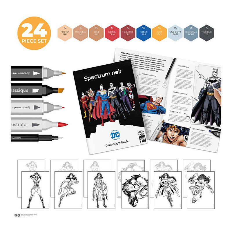 Load image into Gallery viewer, Creativ company hobbyset illustratie stripboekhelden wonder woman kleurset