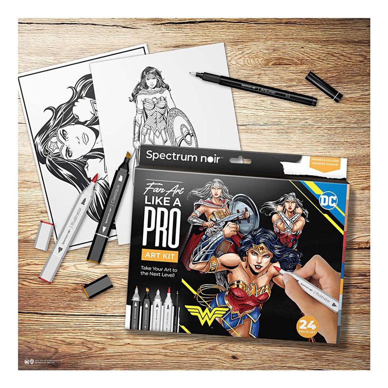 Load image into Gallery viewer, Creativ company hobbyset illustratie stripboekhelden wonder woman kleurset