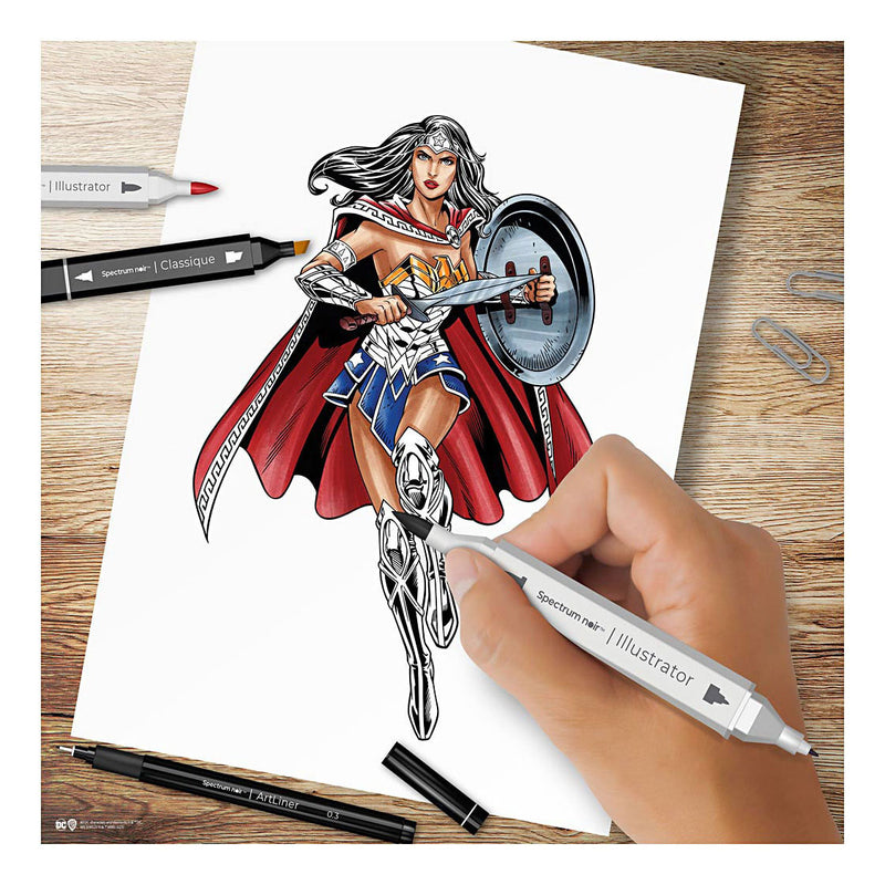 Load image into Gallery viewer, Creativ company hobbyset illustratie stripboekhelden wonder woman kleurset