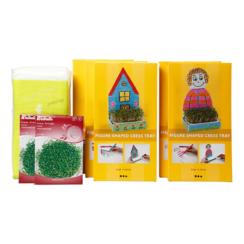Afbeelding laden in galerijviewer, Creativ company waterkersbakje met figuur wit, 30st.