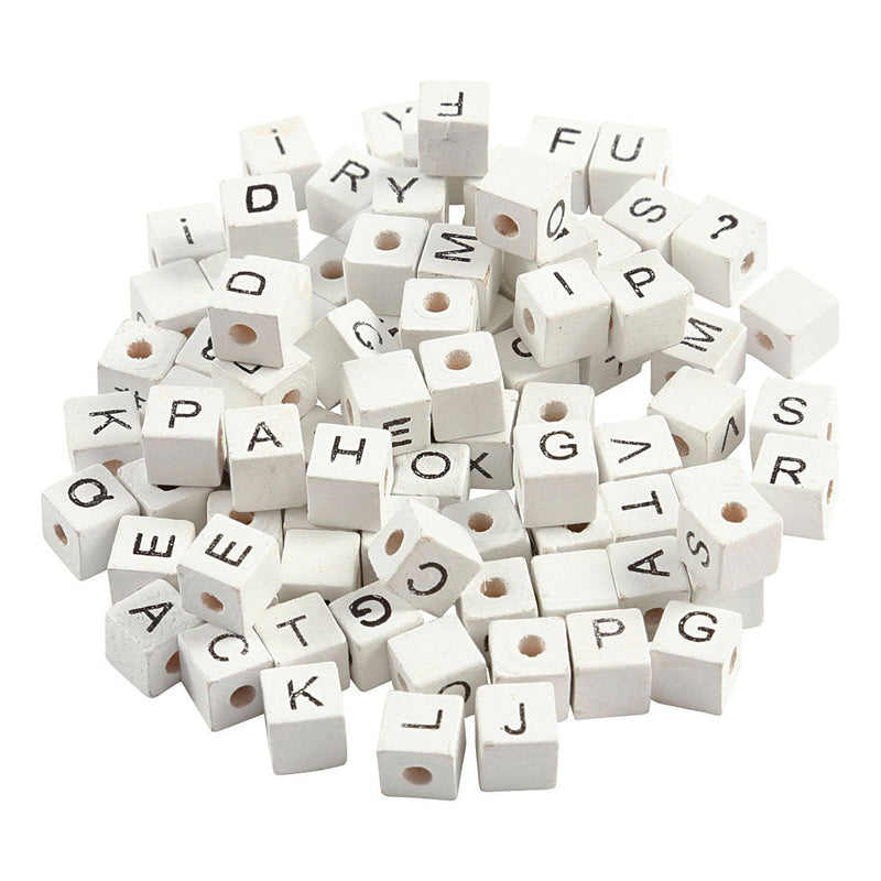 Afbeelding laden in galerijviewer, Creativ company houten letterkralen wit a-z, 750st.