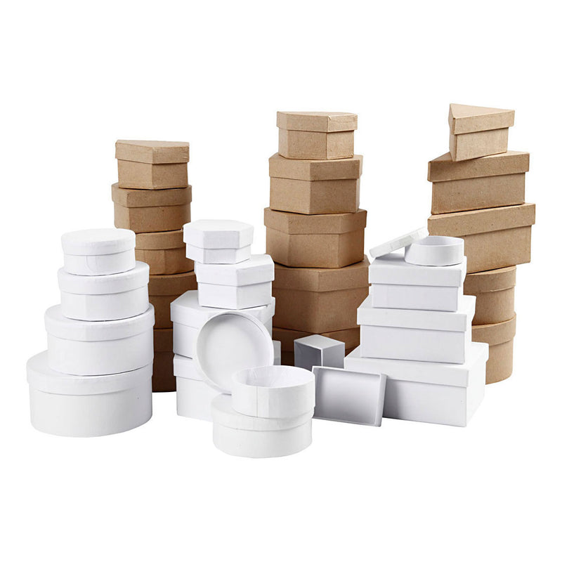 Afbeelding laden in galerijviewer, Creativ company dozen bruin en wit 6,5-18cm, 30st.