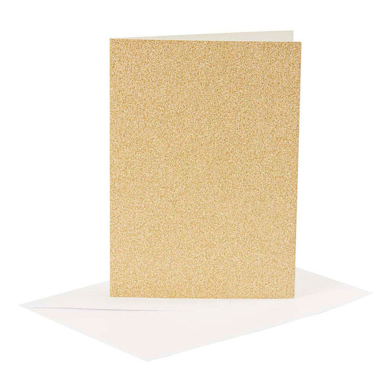 ギャラリービューアに画像をロードする, Creativ company kaarten en enveloppen 10,5x15cm glitter goud - 4st.