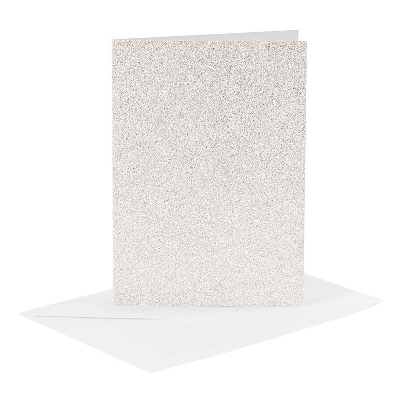 ギャラリービューアに画像をロードする, Creativ company kaarten en enveloppen 10,5x15cm glitter wit - 4st.