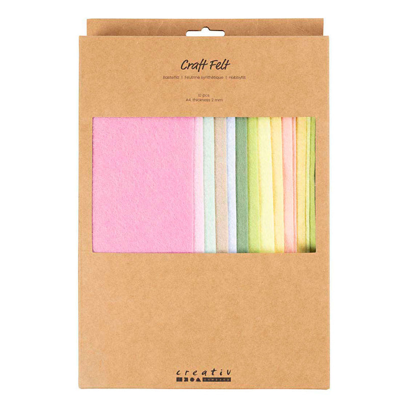 Afbeelding laden in galerijviewer, Creativ company hobbyvilt a4 dikte 2mm pastelkleuren - 10st.
