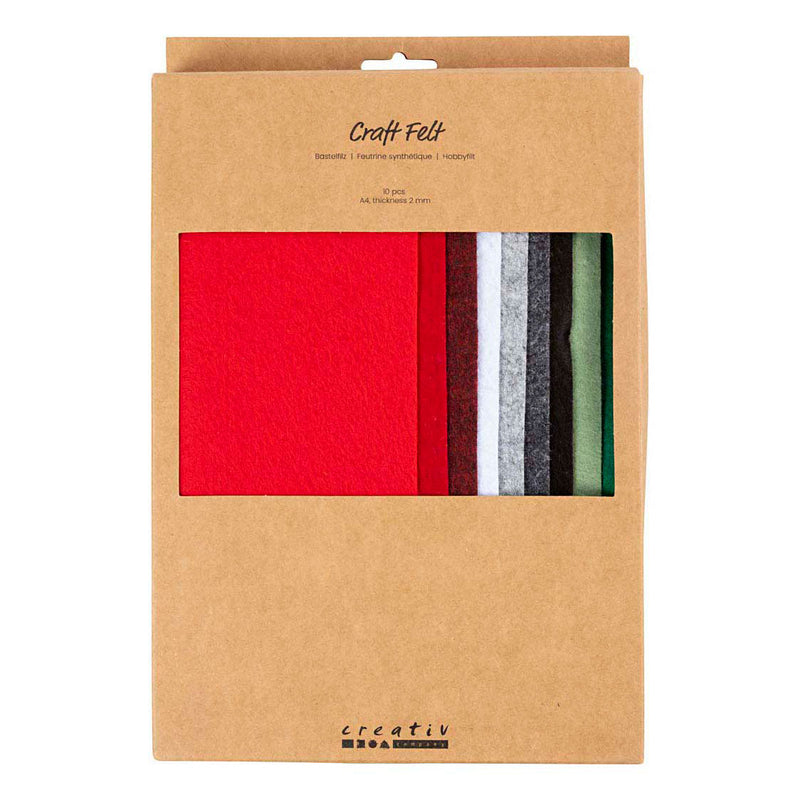 Afbeelding laden in galerijviewer, Creativ company hobbyvilt a4 dikte 2mm kerst kleuren - 10st.