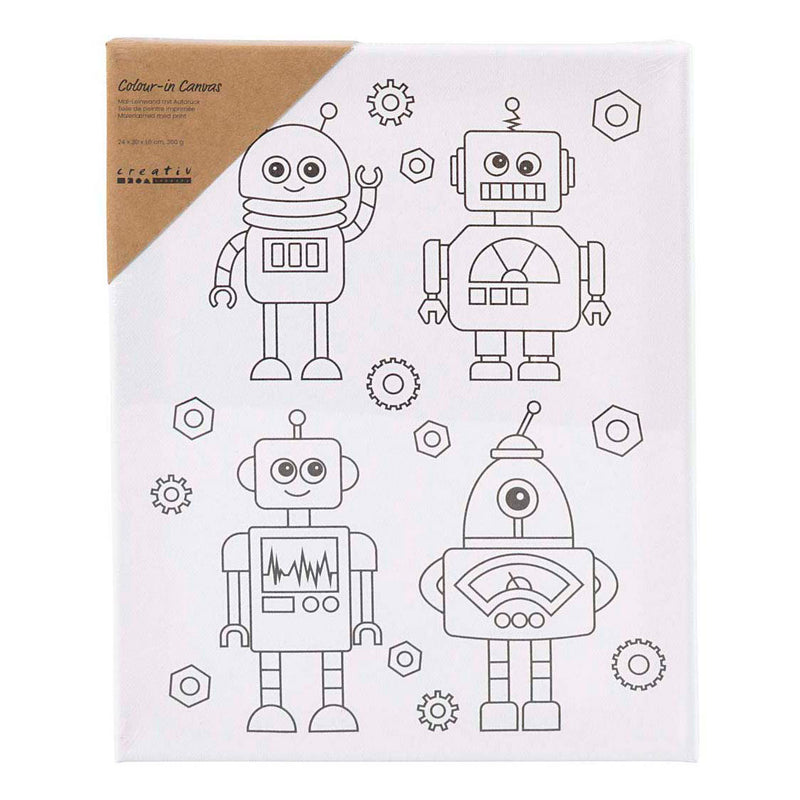 Chargez l'image dans la visionneuse de la galerie, Creativ company schildercanvas met print robots - 24x30cm