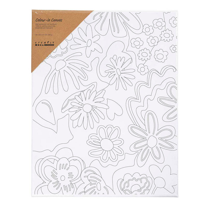 Afbeelding laden in galerijviewer, Creativ company schildercanvas met print bloemen - 24x30cm