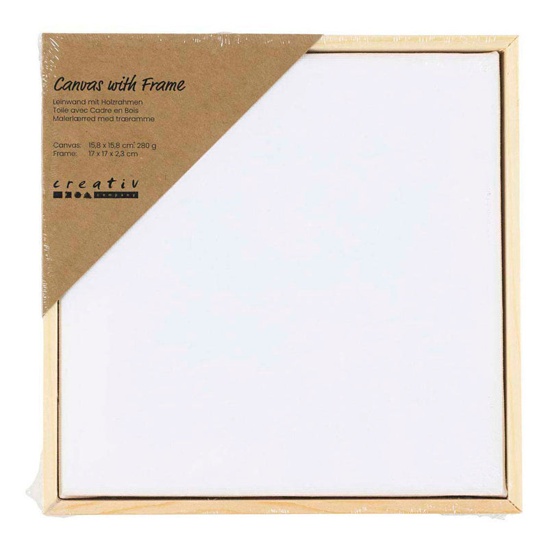 ギャラリービューアに画像をロードする, Creativ company gespannen canvas met lijst 280gr. 15,8x15,8cm - wit