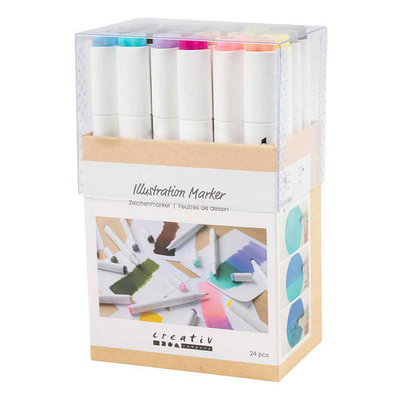 Afbeelding laden in galerijviewer, Creativ company tekenstift lijndikte 1+8mm pastelkleuren - 24st.