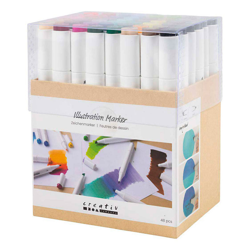 Load image into Gallery viewer, Creativ company tekenstift lijndikte 1+8mm standaardkleuren - 48st.